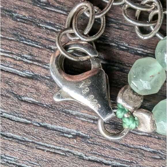 V3 sterling silver natural aquamarine double strand necklace with pendant - Picture 6 of 7